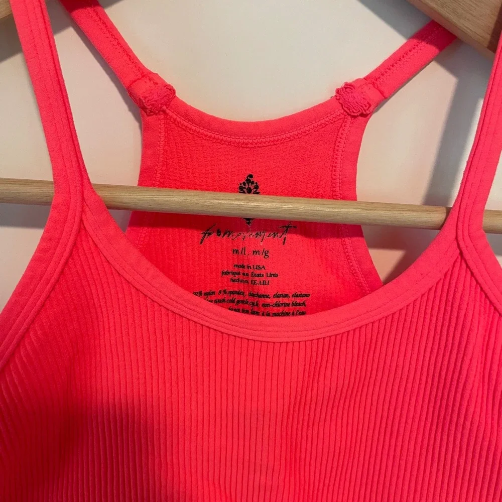 Free People Movement Happiness Runs Crop Tank Medium Large Electric Sunset Neon - Picture 6 of 7
